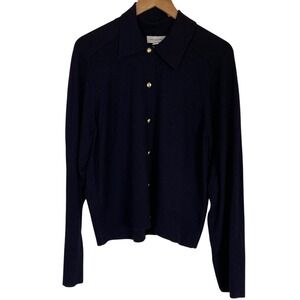 Free Assembly Womens Navy Gold Button-Up Cardigan Size 2XL Preppy Classic‎ NWT